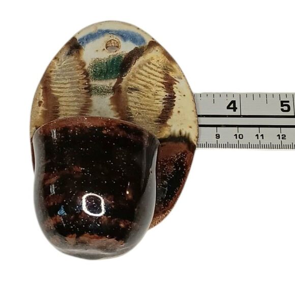 Pottery Wall Pocket Succulent Planter Boho Brown Tan Green Blue Small 3" x 5" - Picture 12 of 13